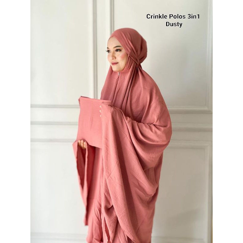 COD Mukena Polos Crinkle 3 in 1 Dewasa Jumbo