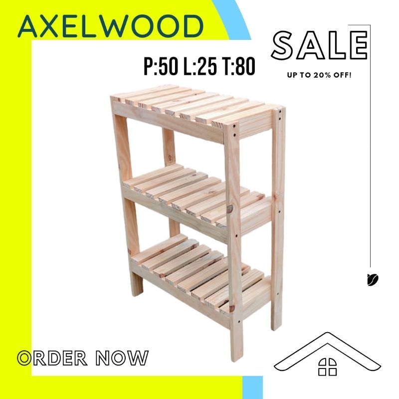 rak susun 3 tingkat/rak minimalis/rak kayu/rak serbaguna/rak sepatu