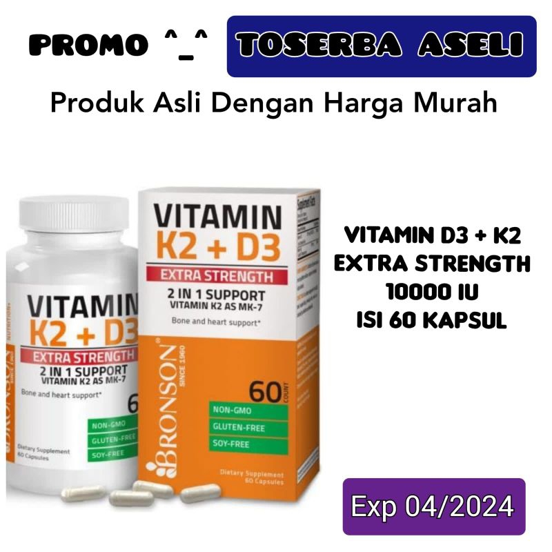 BRONSON VITAMIN D3 K2 10000 iu extra strength isi 60 kapsul