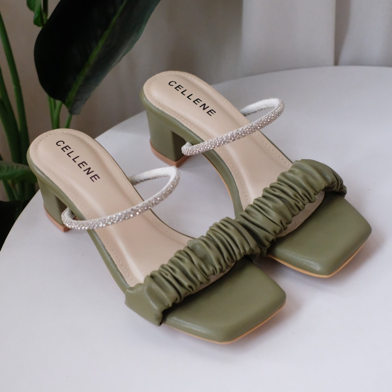 𝐂𝐄𝐋𝐋𝐄𝐍𝐄 Cassie Heels | heels wanita hak tahu 5cm heels block kerut