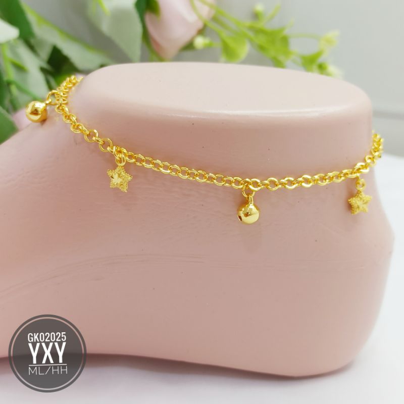 Gelang kaki yaxiya rantai bintang warna 24k gold GK02025