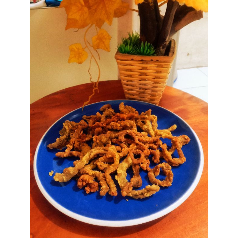 kripik usus pedas daun jeruk&amp;original 100grm