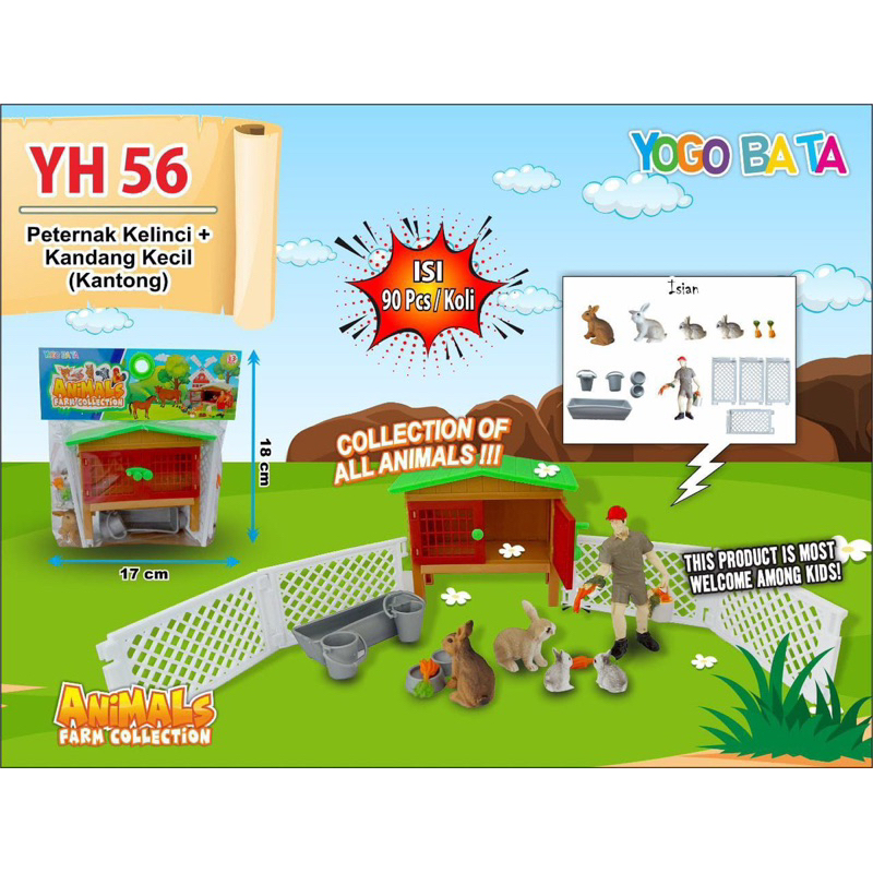 MAINAN MINIATUR HEWAN TERNAK KANDANG PETERNAKAN AYAM KELINCI KAMBING SAPI DOMBA ANIMALS FARM ROLE PL