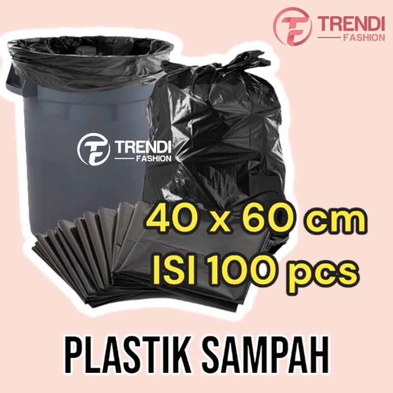 Plastik Sampah 40 x 60 cm isi 100 - Tempat Kantong Plastik Hitam Sampah - Kantong Sampah Warna Hitam