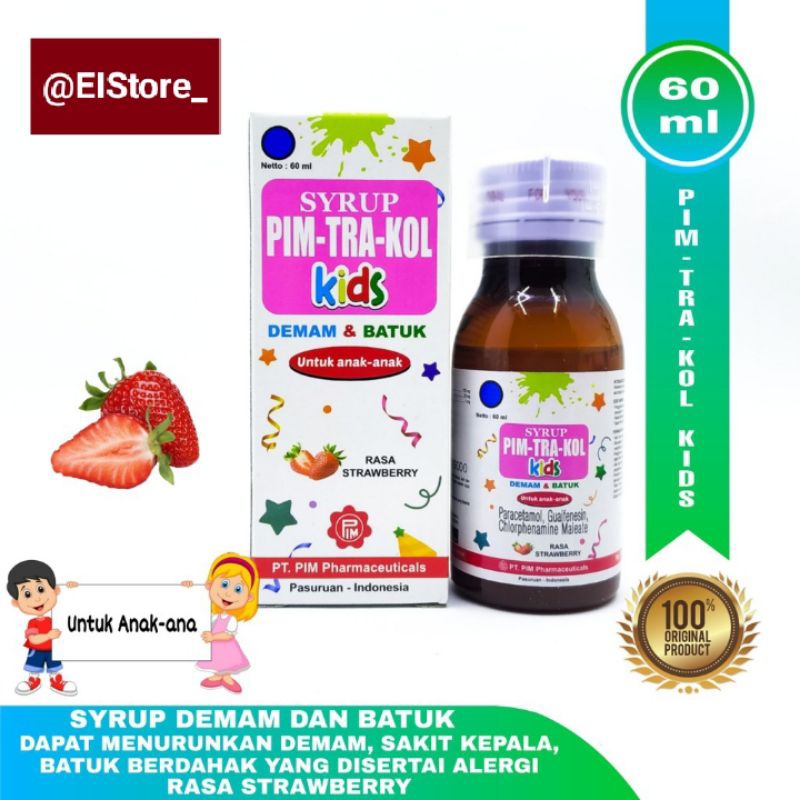 PIMTRAKOL SIRUP//KIDS STRAWBERRY / Syrup Anak Pim Tra Kol 60ml / Obat Batuk Pilek Anak TERMURAH