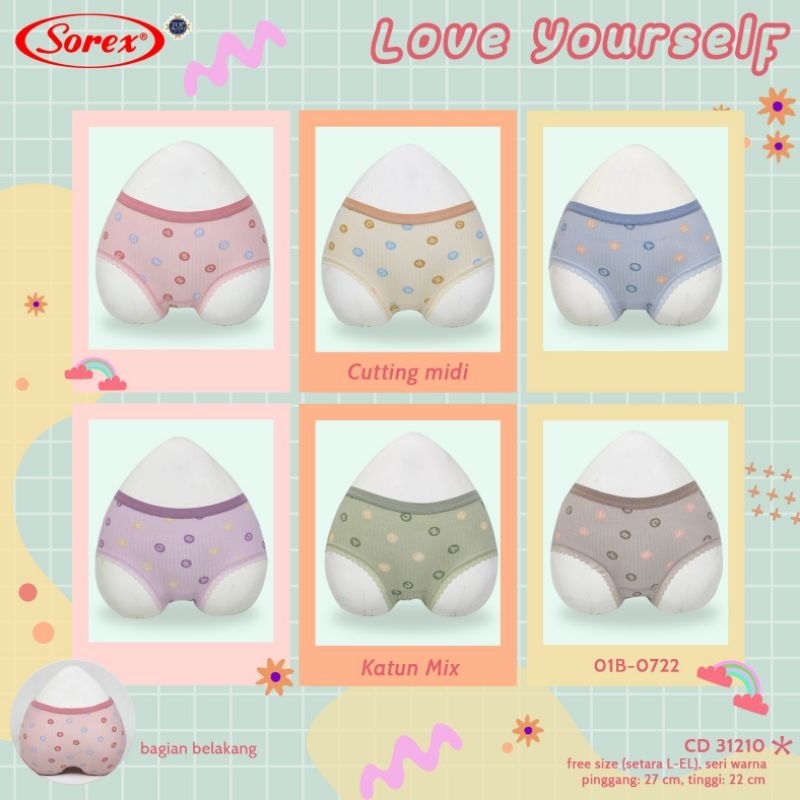 Sorex CD kode 31210 celana dalam wanita Love yourself ukuran allsize setara L-XL