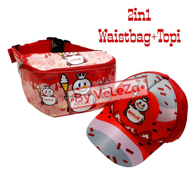 waistbag anak karakter mixuee 2in1 - tas + topi