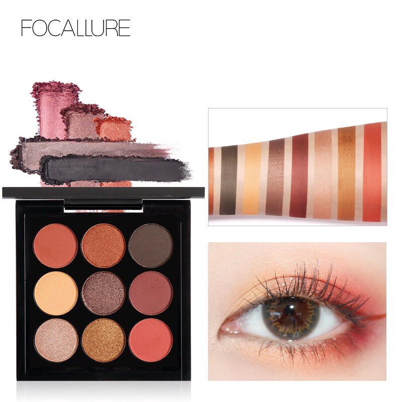 (Bonus Lipstick) FOCALLURE 9 warna Eyeshadow palette mata FA36