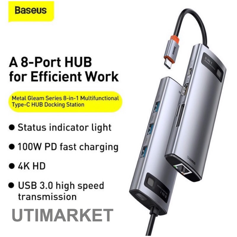 8 in 1 baseus usb hub type c docking multifunctional