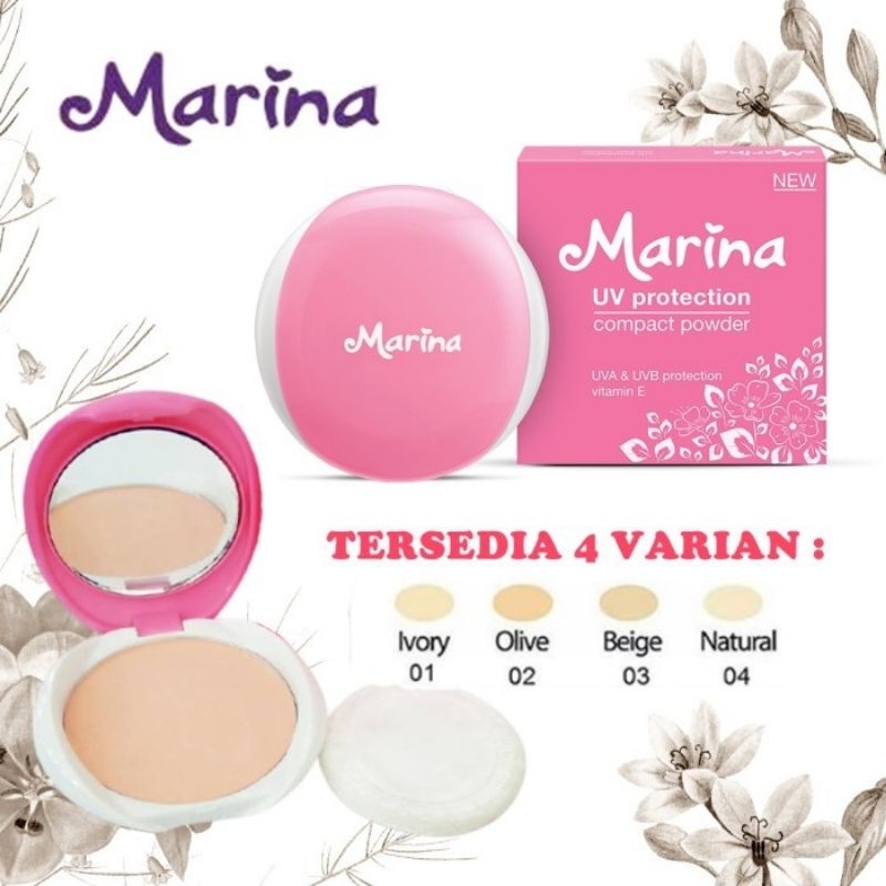 MARINA BEDAK PADAT COMPACT POWDER WITH UV A &amp; UV PROTECTION VITAMIN E
