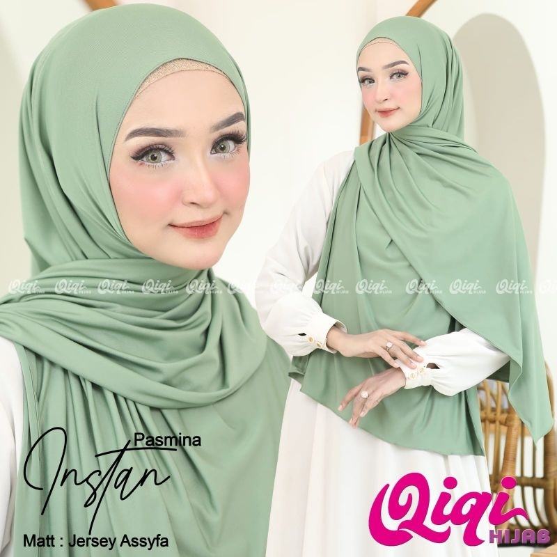 (Qiqi Hijab) PASHMINA INSTAN •pashmina instan jersey premium•pasmina jersey