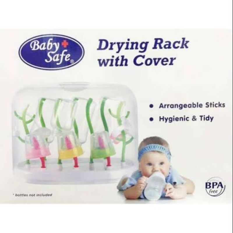 Baby Safe Drying Rack With Cover DR002 - Babysafe Dryingrack Bottle - Rak Pengering Botol Susu Bayi - Wadah Tempat Penyimpanan Susu Bayi