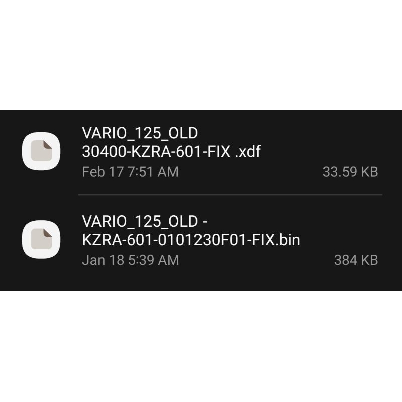file remap bin xdf kzr 601 651 B11 B21 B31 kode kzra honda vario old 125 bohlam K2VG vario new 125 N