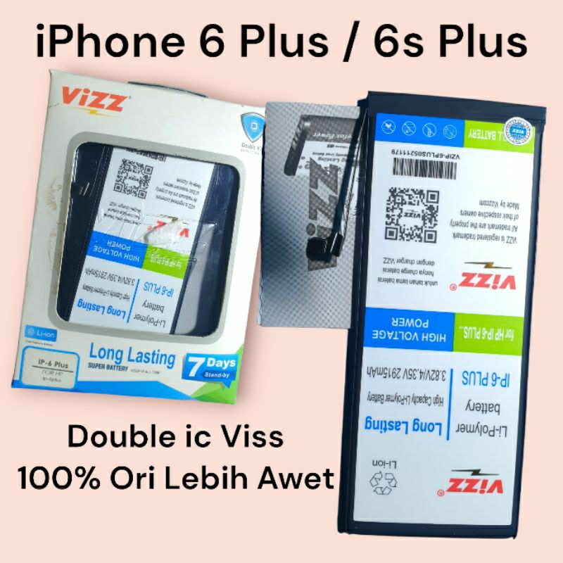 Batre baterai iPhone 6 6S plus Original Double Power vizz Tahan lama