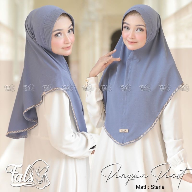 (Ori Fals) PINGUIN PICOT •jilbab instan jersey starla•jilbab pet instan