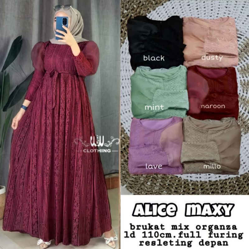 Alice Maxy | Gamis Brukat Malika Mix Organza