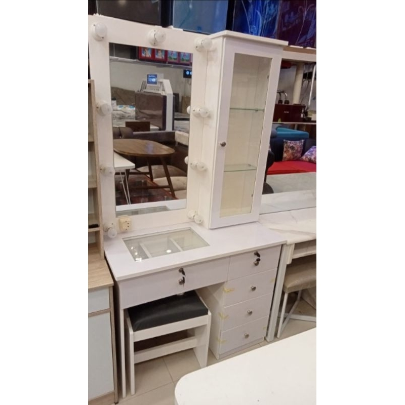 HOMELIVING - meja rias HPL - Meja Rias Minimalis - Meja Rias Lampu - Meja Rias Putih