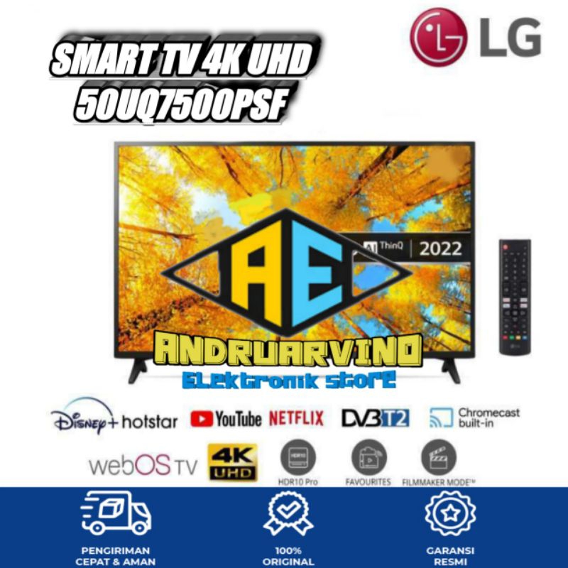LED TV LG 50 INCH - 50UQ7500PSF SMART UHD DIGITAL TV 50UQ7500 GARANSI RESMI LG