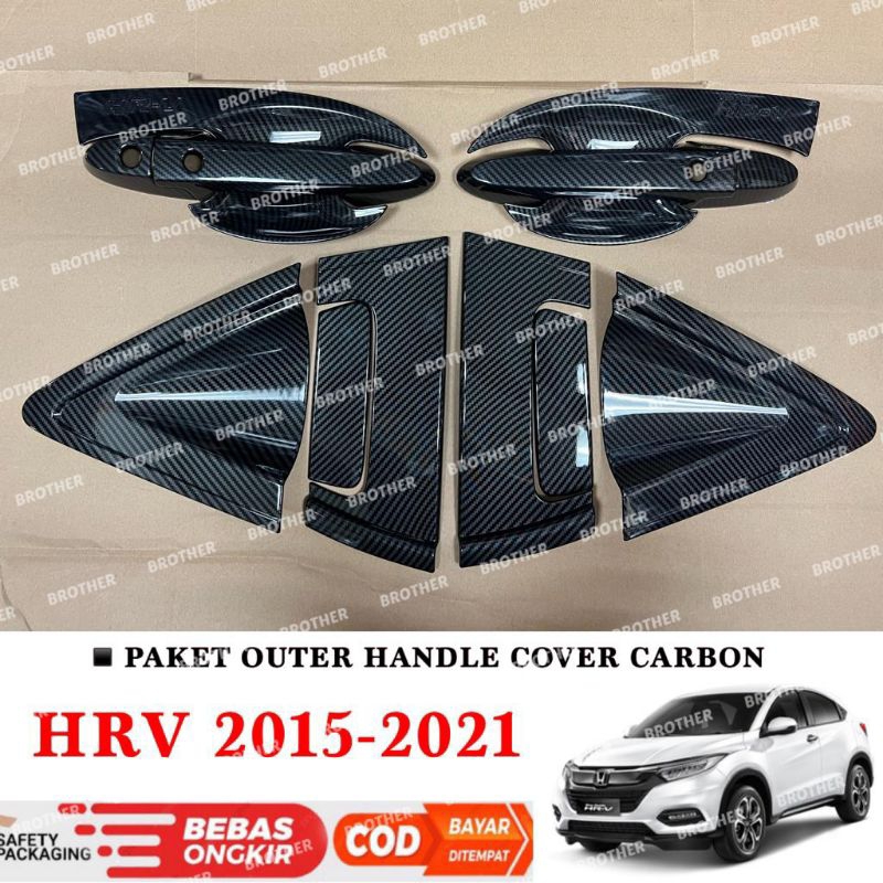 Paket Outer Handle Depan Belakang Honda HRV 2016 2018 2019 2021 Full Carbon Kilap