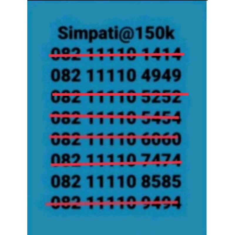 nomor cantik simpati 08* 11110 ****(4949,8585)nocan-kartu-perdana-telkomsel