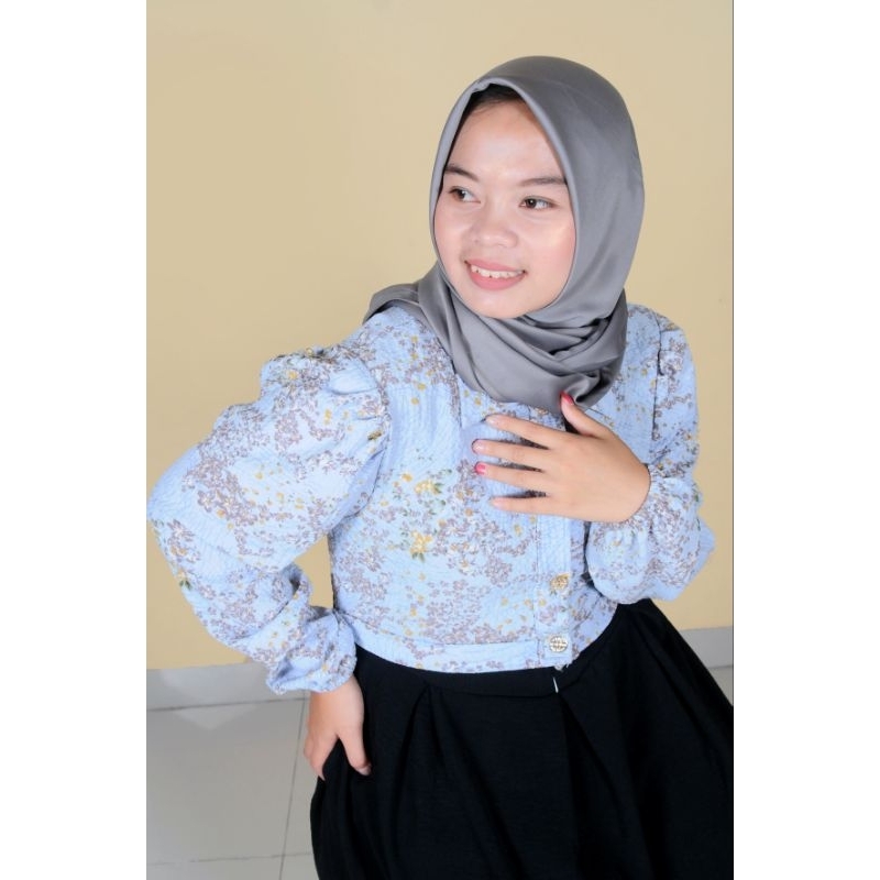 Gamis outer kekinian baju gamis motif bunga cringkel