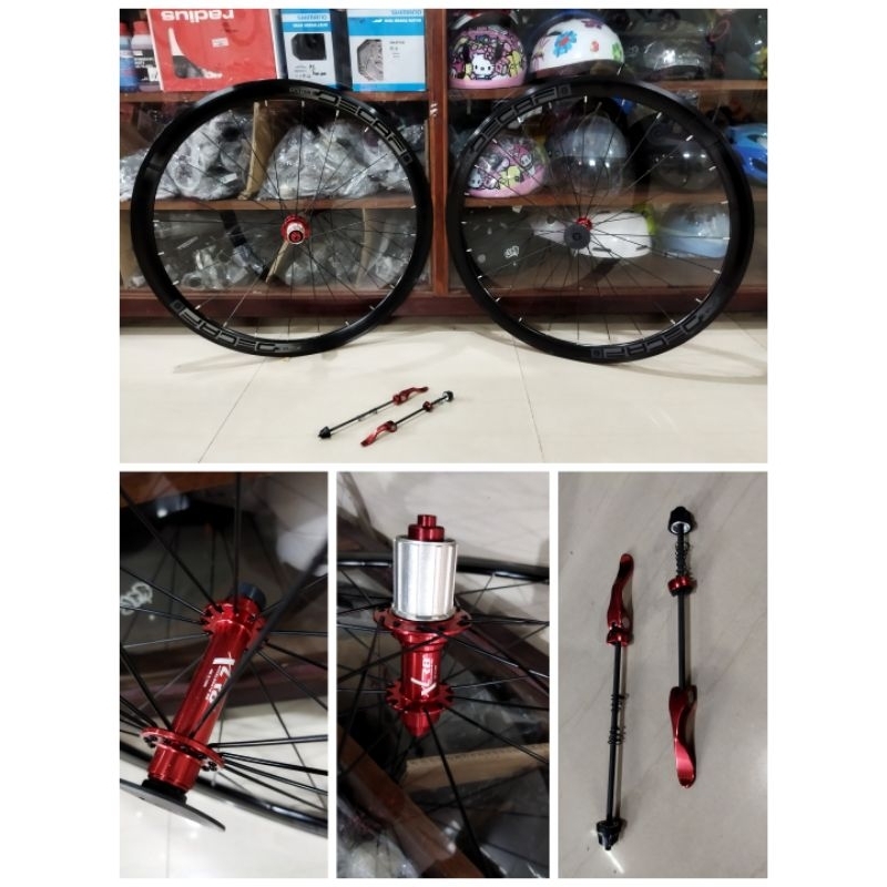 Wheelset 700c DECAF rim brake 4 cm freehub XLR8 merah taiwan road bike