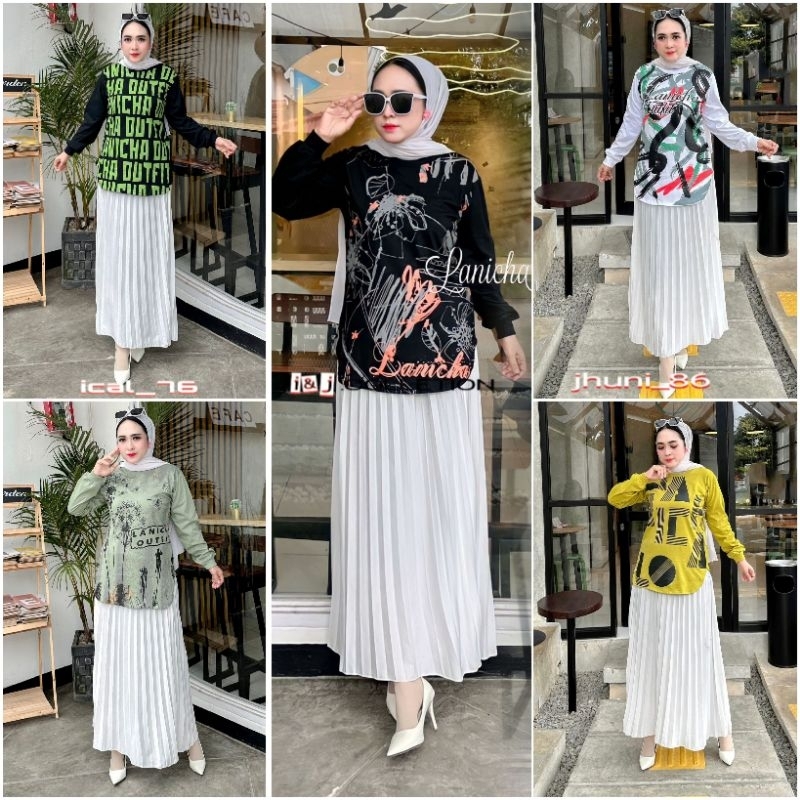TOP LANICHA TERBARU ATASAN KAOS WANITA LENGAN PANJANG WANITA