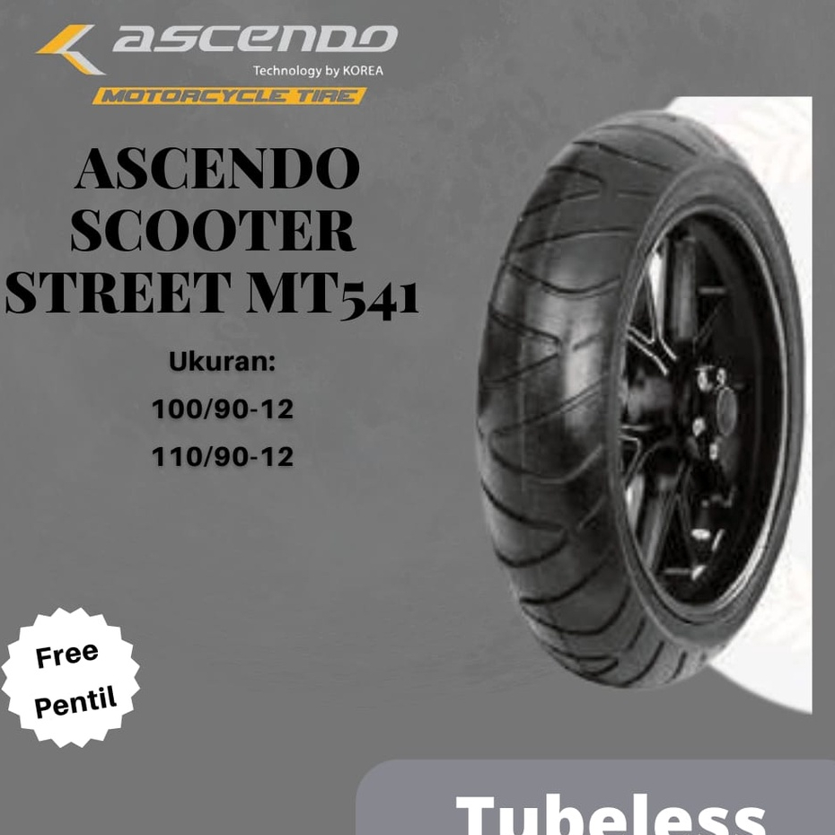 BAN MOTOR ASCENDO SCOOTER STREET MT541 RING 12 100/90-12 & 110/90-12 TUBELESS