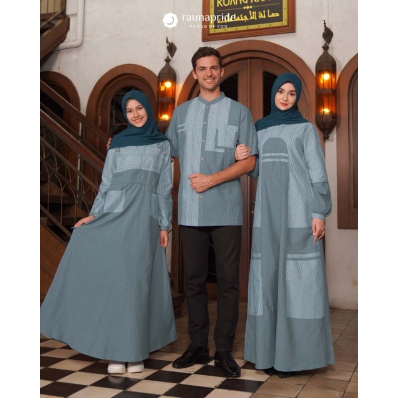 couple rauna RGD RKK RGR 56 Biru / gamis katun / koko dewasa / gamis remaja / baju muslim sarimbit b