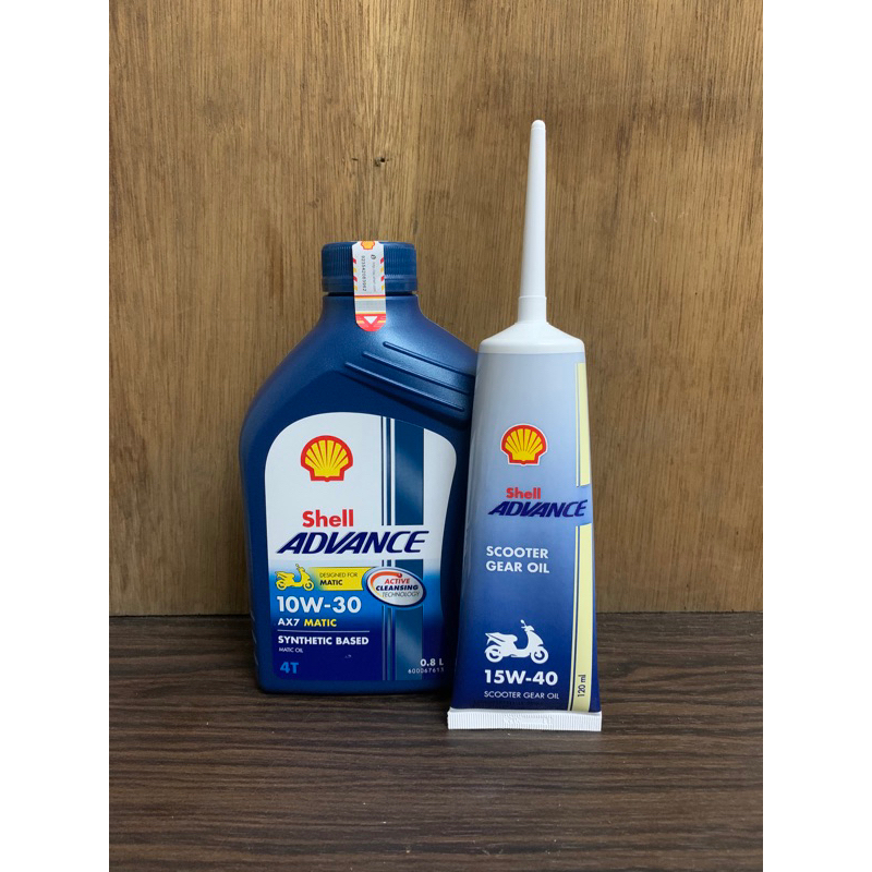 Shell AX7 Scooter 10w30 + Oli Gardan Shell 120ml 15w40 / MATIC [ SAE 10W - 30 ] / [SAE 10W - 40 ]