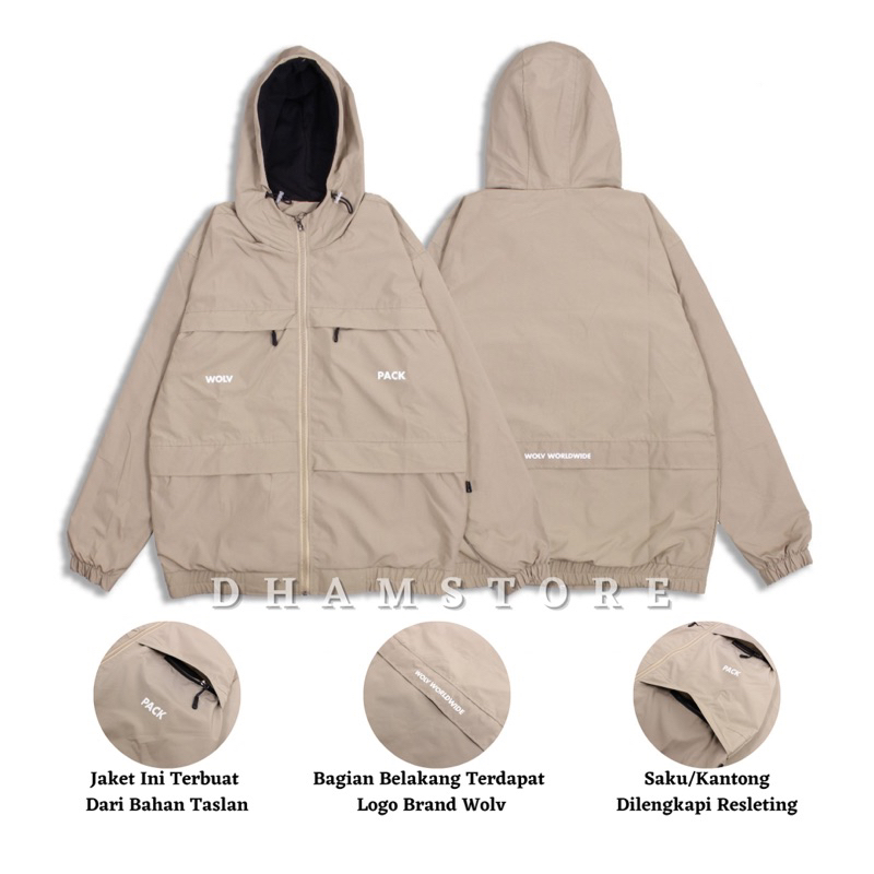 Cream - Jaket Diablo Jaket Pocco Jaket Wolv Jaket Windbreaker Jaket Outdoor Jaket Pria