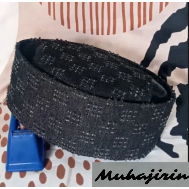 kopiah peci hitam motif bludru / peci santri songkok keren murah berkualitas