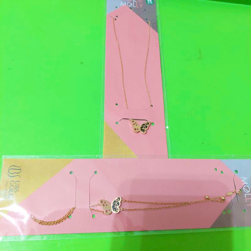 Kalung dan Gelang Serut Kupu Hitam Asimetris UBS 8k