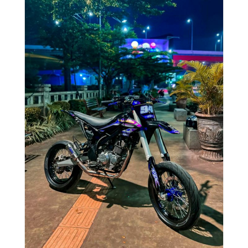 DECAL DTRACKER HITAM UNGU SUPERMOTO| klx bf | crf 150 ( BEBAS REQUEST )