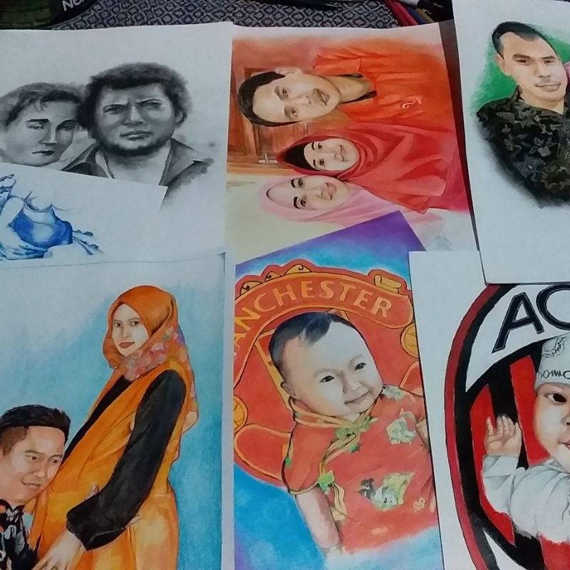 

Sketsa wajah custom Warna|hitam putih murah Lukisan size A3 A4