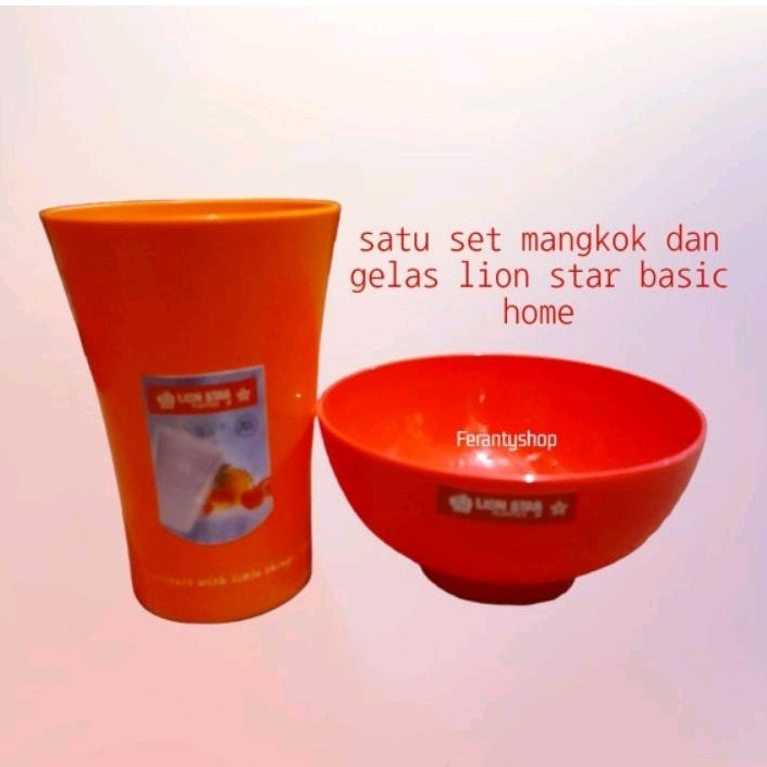 Satu set mangkok plastik lion star dan gelas plastik microwave