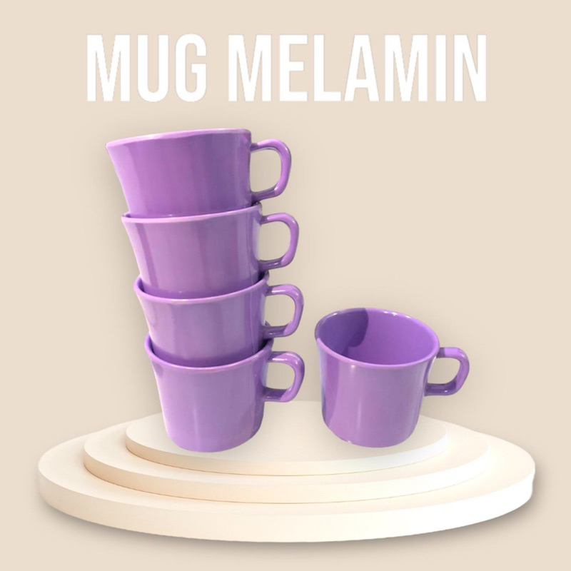 Gelas / Cangkir / Mug Gagang MELAMINE GLORI UNGU PASTEL / CANGKIR MINUM GELAS MINUM MELAMIN