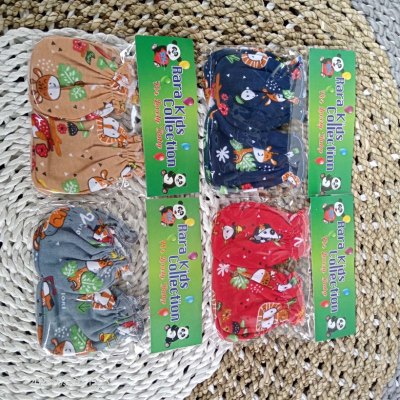 3set sarung tangan sarung kaki printing bayi motiv RANDOM