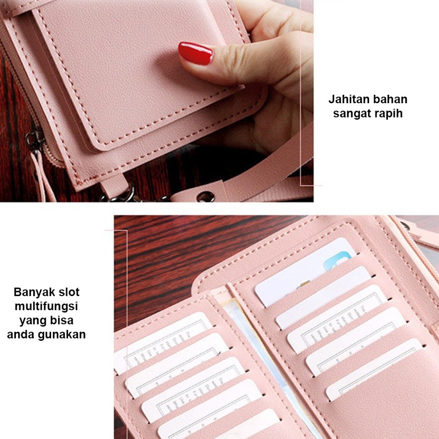 Dompet Lipat 119 Dompet Panjang Fashion Wanita Keren Dompet Panjang Free Tali Pendek Dompet Multi Card Slot ZAMZAM