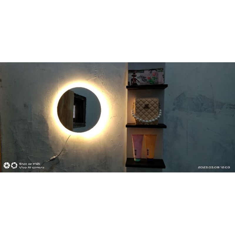 Cermin Lampu Led  Aesthetic Mirror cermin dinding Cermin Gantung Bulat cermin sunblas