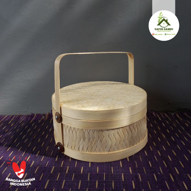 Rantang Bambu Bulat/Tenong Bambu Ukuran Diameter 25 Susun 1/Hampers Bambu