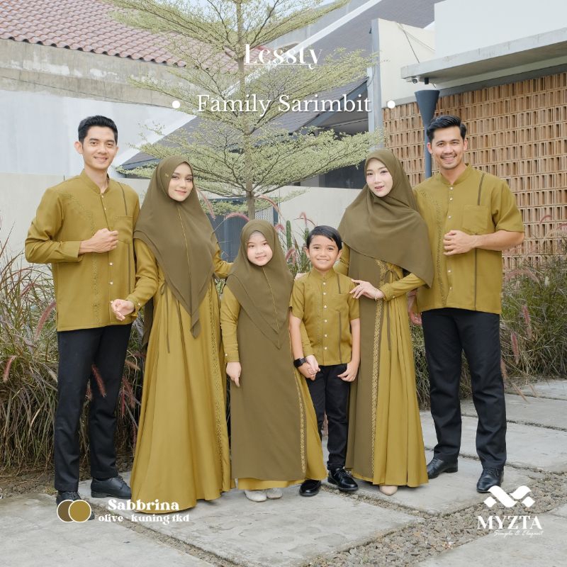 SERAGAM KELUARGA LESSTY FAMSET SABBRINA ORIGINAL MYZTA INAYA EXCLUSIVE SET GAMIS KHIMAR LAYER BORDIR