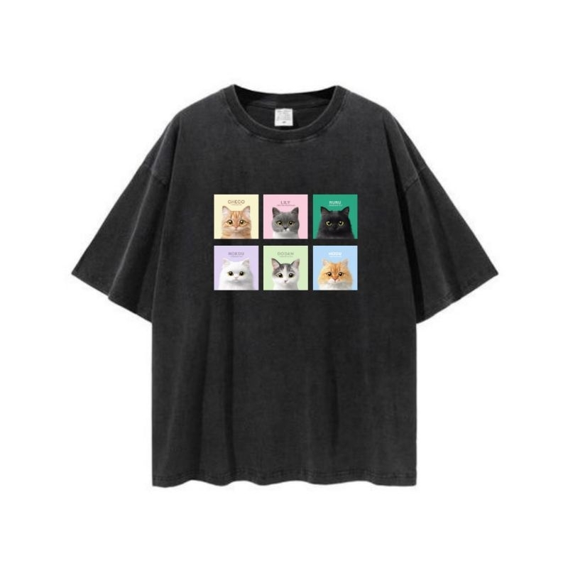 Kaos Oversized Kucing Hitam Korean - Oversized Tshirt Premium