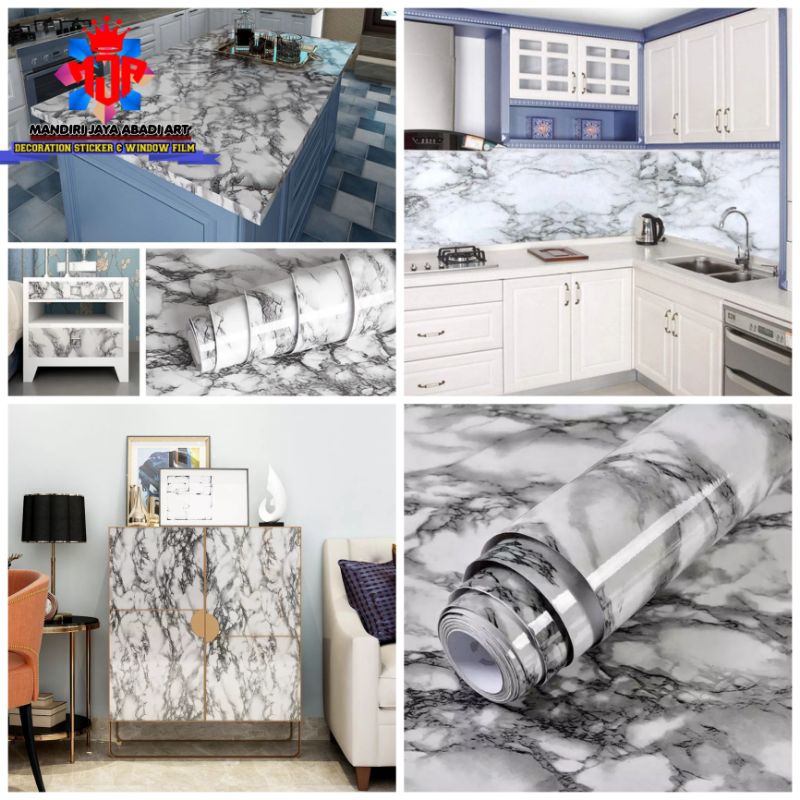 wallpaper marmer dapur dinding meja kayu bahan tebal