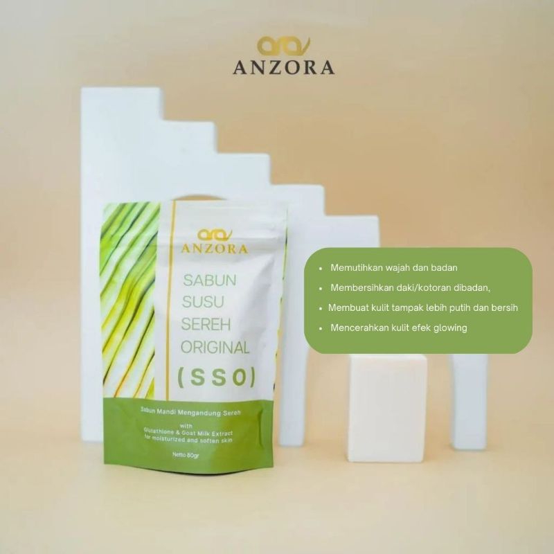 sabun susu sereh Original ( SSO ) Anzora bisa untuk muka dan badan bagus mengangkat kotoran kulit muka dan badan putih glowing