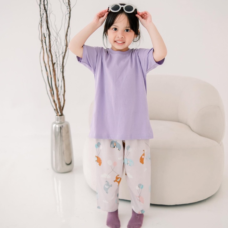 JOYFULBABY Setelan Baju Tidur Piyama Anak Atasan Kaos Unisex