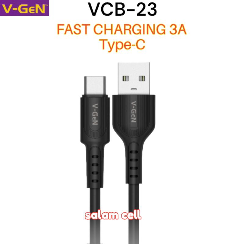 Kabel Data Type-C V-Gen VCB-23 3A Fast Charging Original Vgen Vcb 23 Garansi Resmi