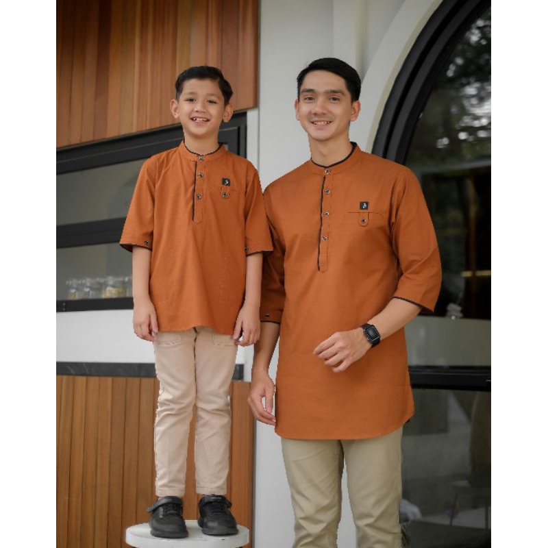 Baju Koko Setelan Couple Ayah Dan Anak Mode Kurta Pakistan Pakaian Muslim Pria Set Keluarga Terkini