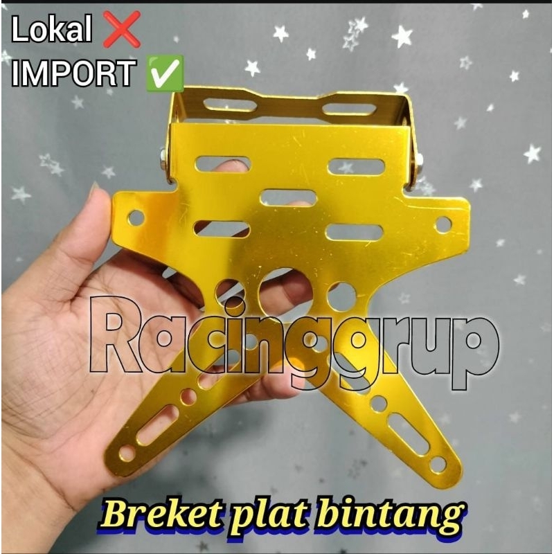 BREKET PLAT BINTANG/DUDUKAN PLAT NOMOR POLISI MODEL BINTANG UNIVERSAL IMPORT