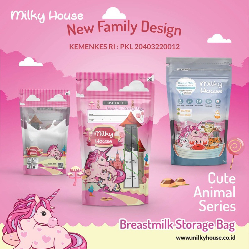 Milky House Kantong ASI 120ml-1Pcs/ KEMENKES RI PKL 20403220012/ Kantung ASI/ Breast Milk Bags